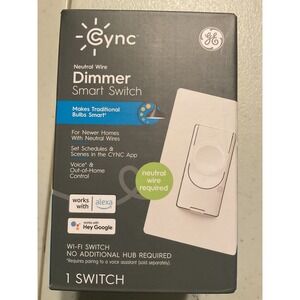 GE Cync Smart Dimmer Switch Neutral Wire Wi-Fi White CSWDMBLBWF1/ST1P
